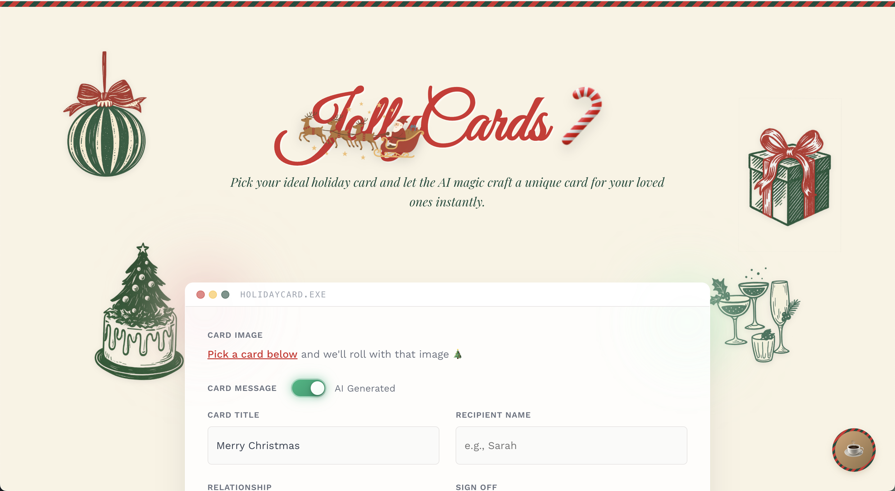 AI-generated Christmas cards with personalized messages and festive imagery.